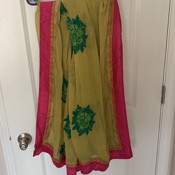 A green and orange anarkali with duptta and salwar - Picture 5 of 6